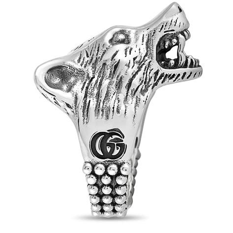 gucci anger forest wolf ring|Gucci Black Anger Forest Wolf Head Ring In Enamel for men.